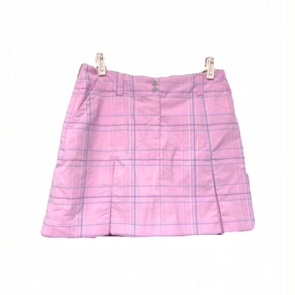 VINTAGE NIKE BABY PINK PLAID PLEATED GOLF SKIRT - Picture 1 of 9